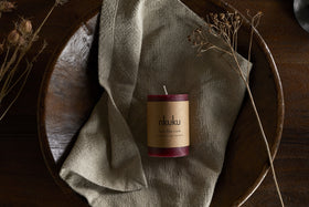 Rustic Soy Blend Mini Pillar Candle - Dark Cherry