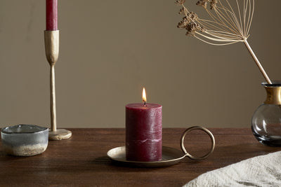 Rustic Soy Blend Mini Pillar Candle - Dark Cherry