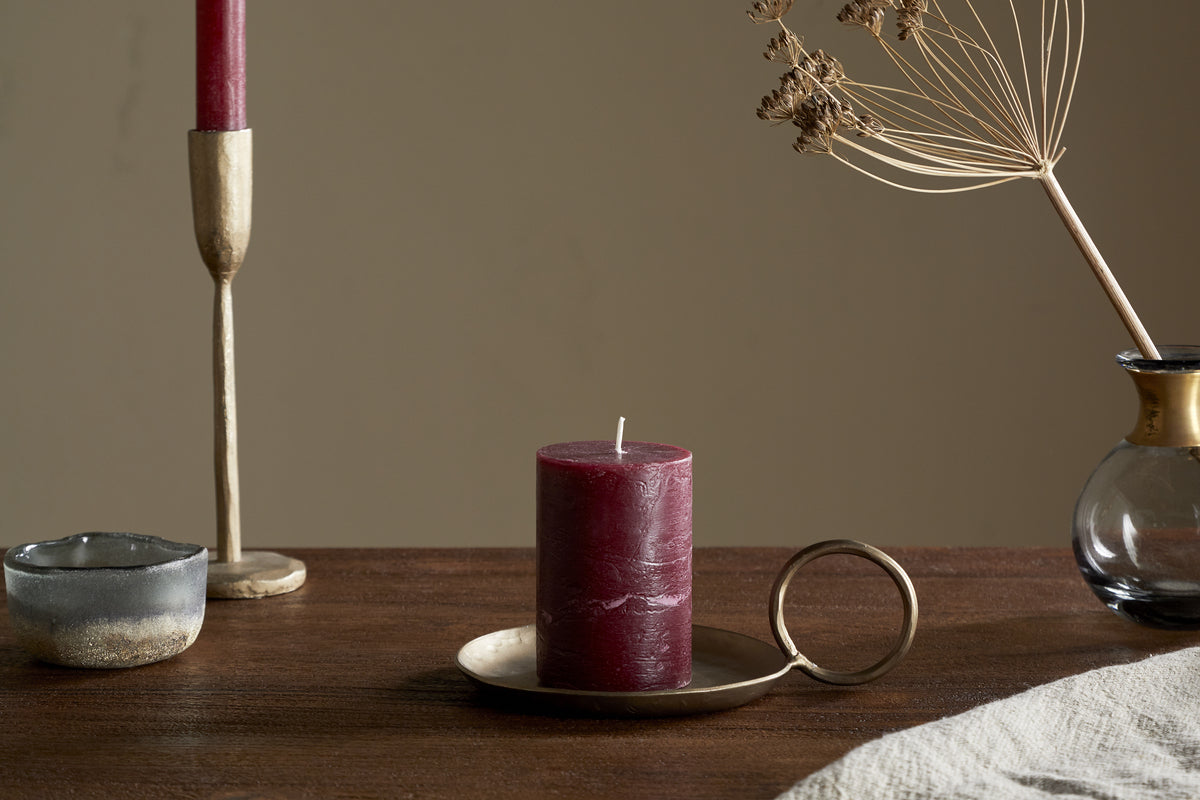 Rustic Soy Blend Mini Pillar Candle - Dark Cherry