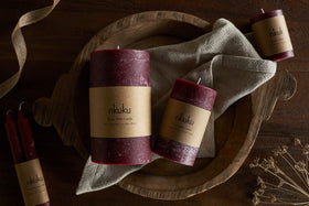 Rustic Soy Blend Pillar Candle - Dark Cherry - Large