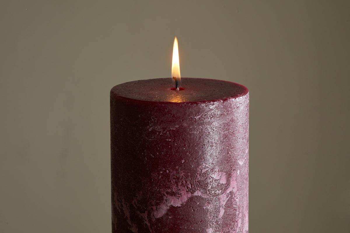 Rustic Soy Blend Pillar Candle - Dark Cherry - Large