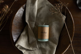 Rustic Soy Blend Mini Pillar Candle - Sage Green