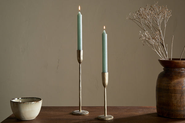 Rustic Soy Blend Dinner Candle - Sage Green (Set of 2)
