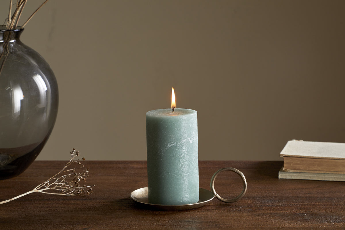 Rustic Soy Blend Pillar Candle - Sage Green - Small