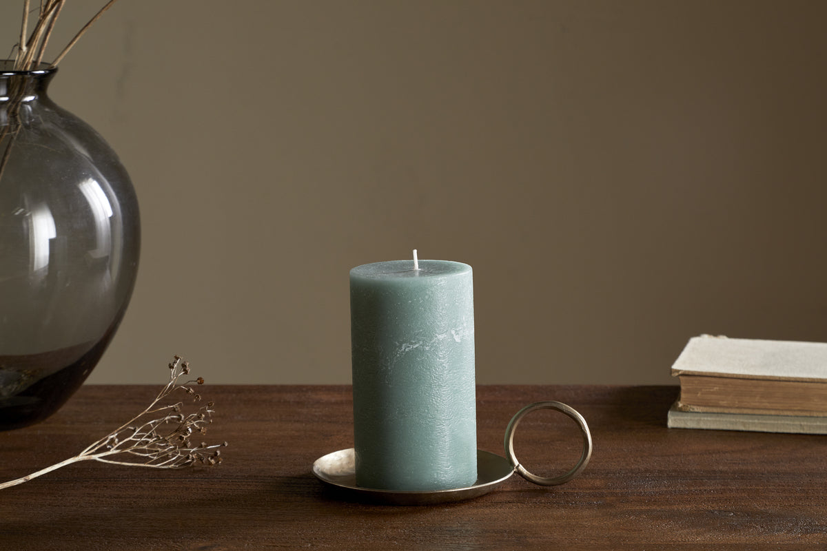 Rustic Soy Blend Pillar Candle - Sage Green - Small