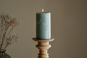Rustic Soy Blend Pillar Candle - Sage Green - Large