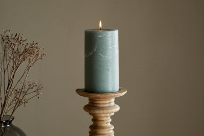 Rustic Soy Blend Pillar Candle - Sage Green - Large