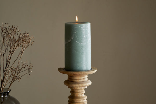 Rustic Soy Blend Pillar Candle - Sage Green - Large
