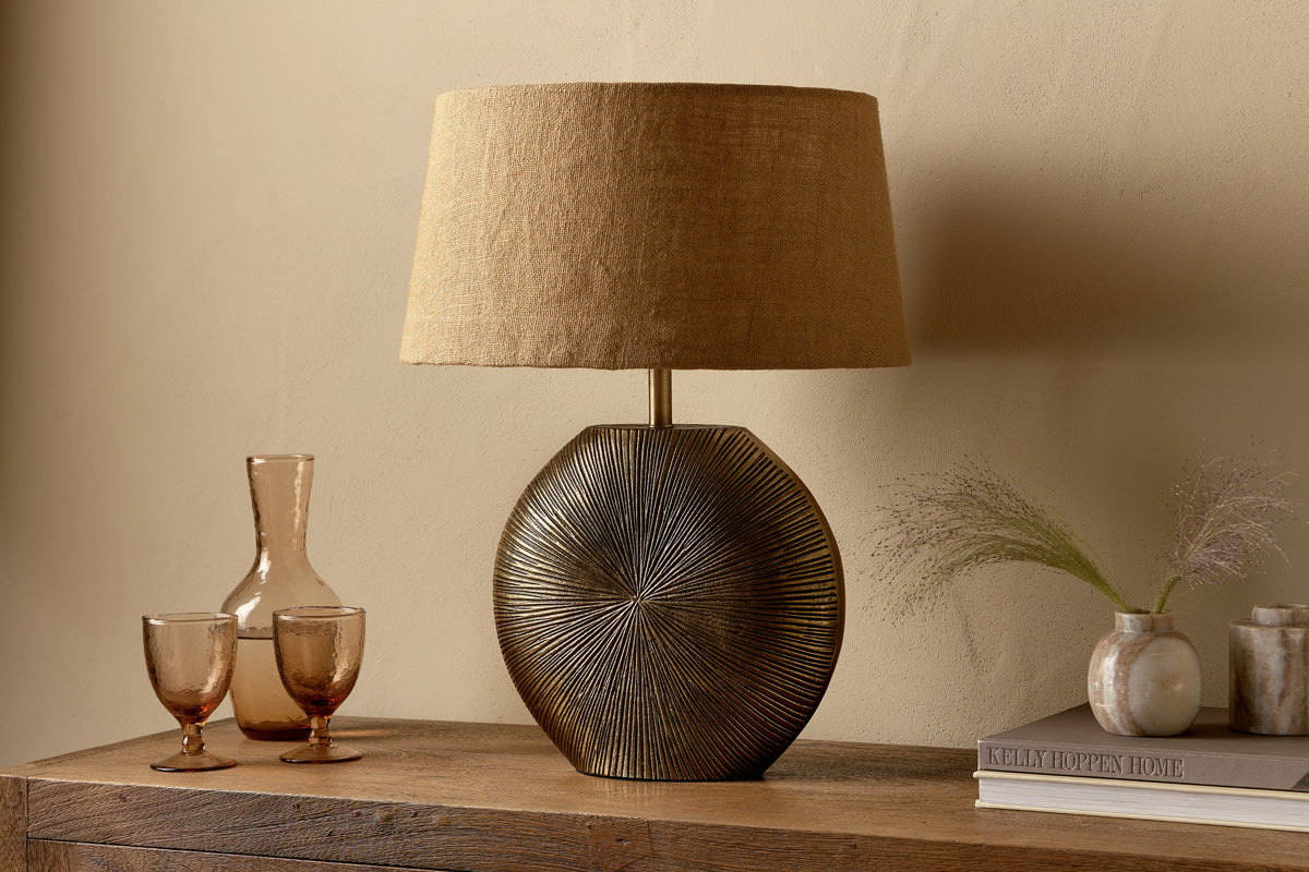 Ramvas Etched Table Lamp - Antique Brass