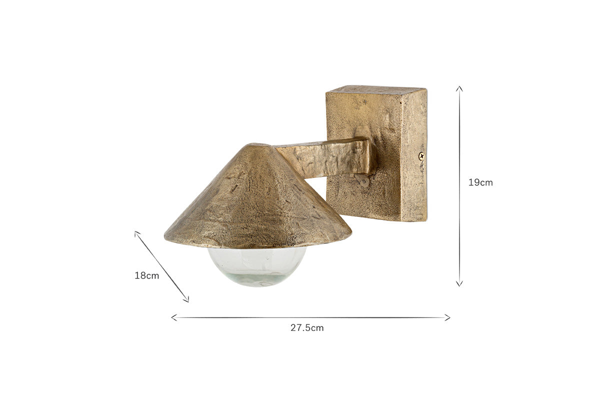 Rhya Outdoor Wall Lamp - Antique Brass-Trade nkuku