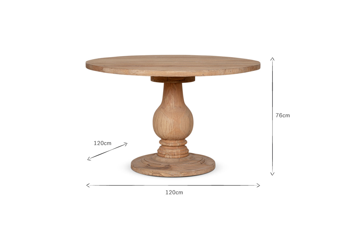 Laya Round Carved Mango Wood Table - Small