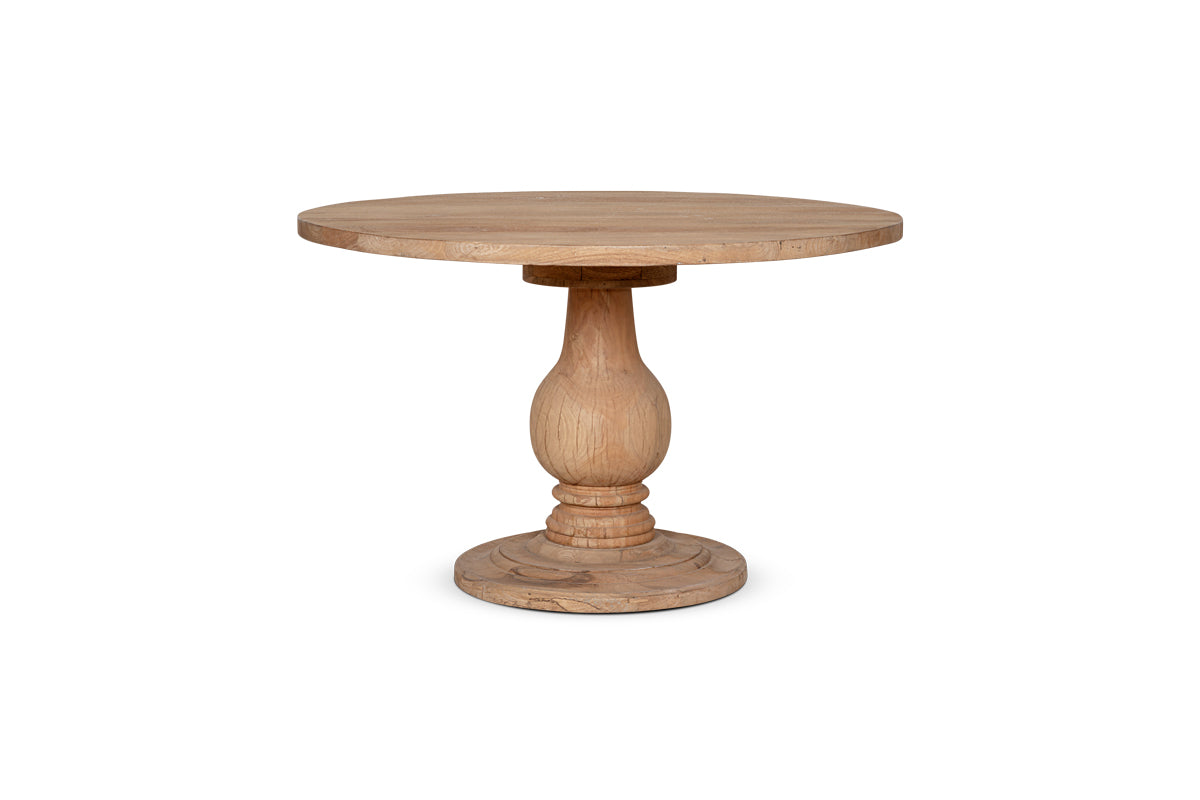 Laya Round Carved Mango Wood Table - Small