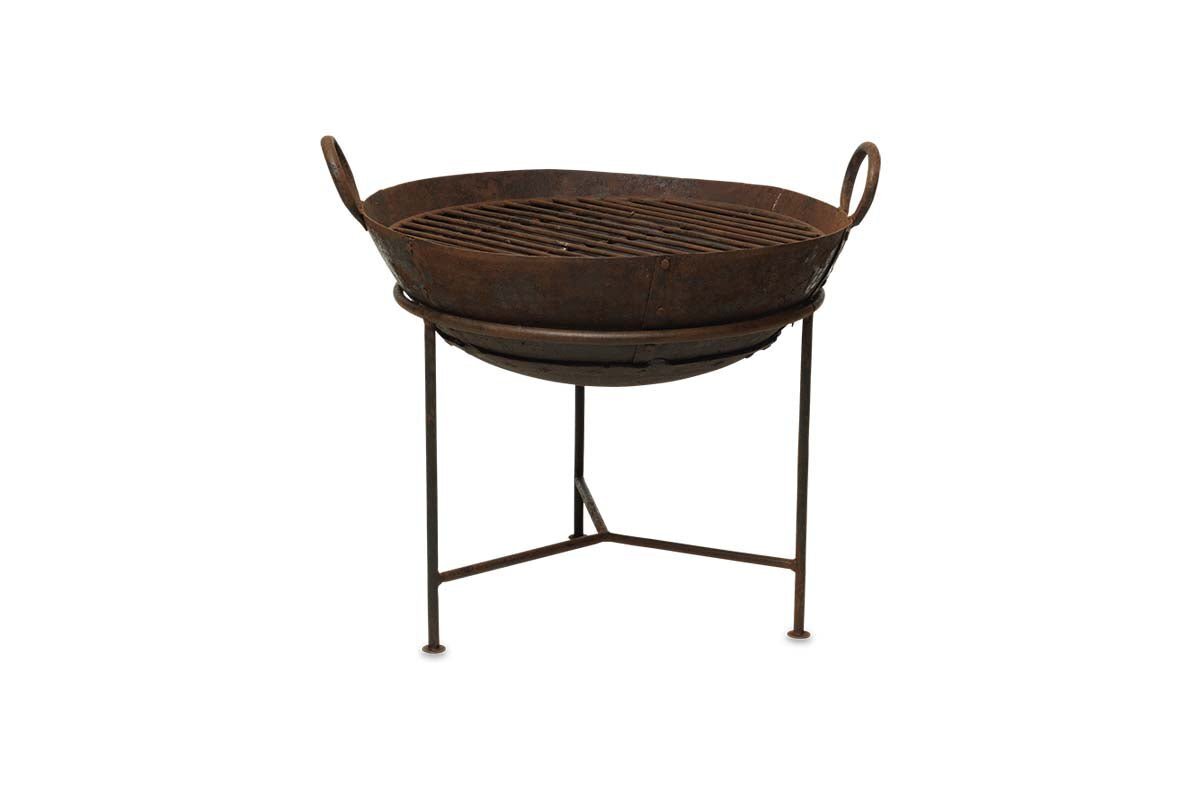 Reclaimed Iron Kadai With Grill - Medium