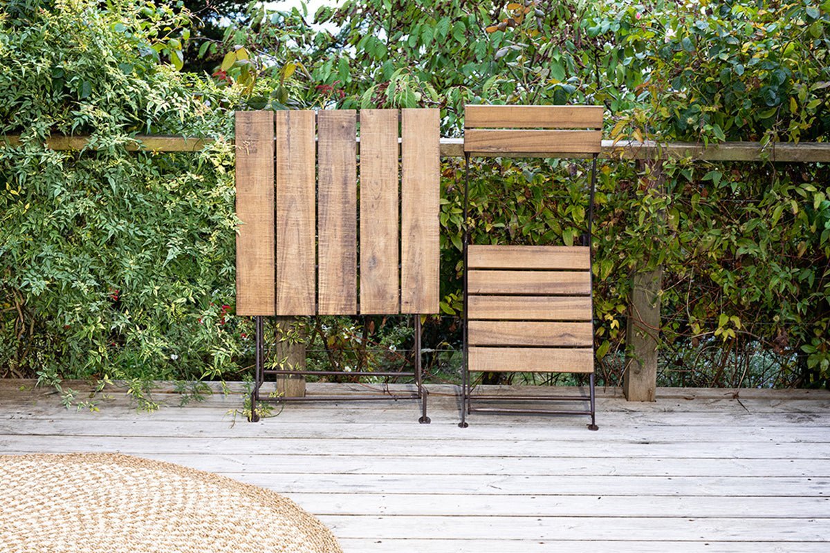 Rishikesh Reclaimed Wood & Iron Folding Chairs - (Set of 2)