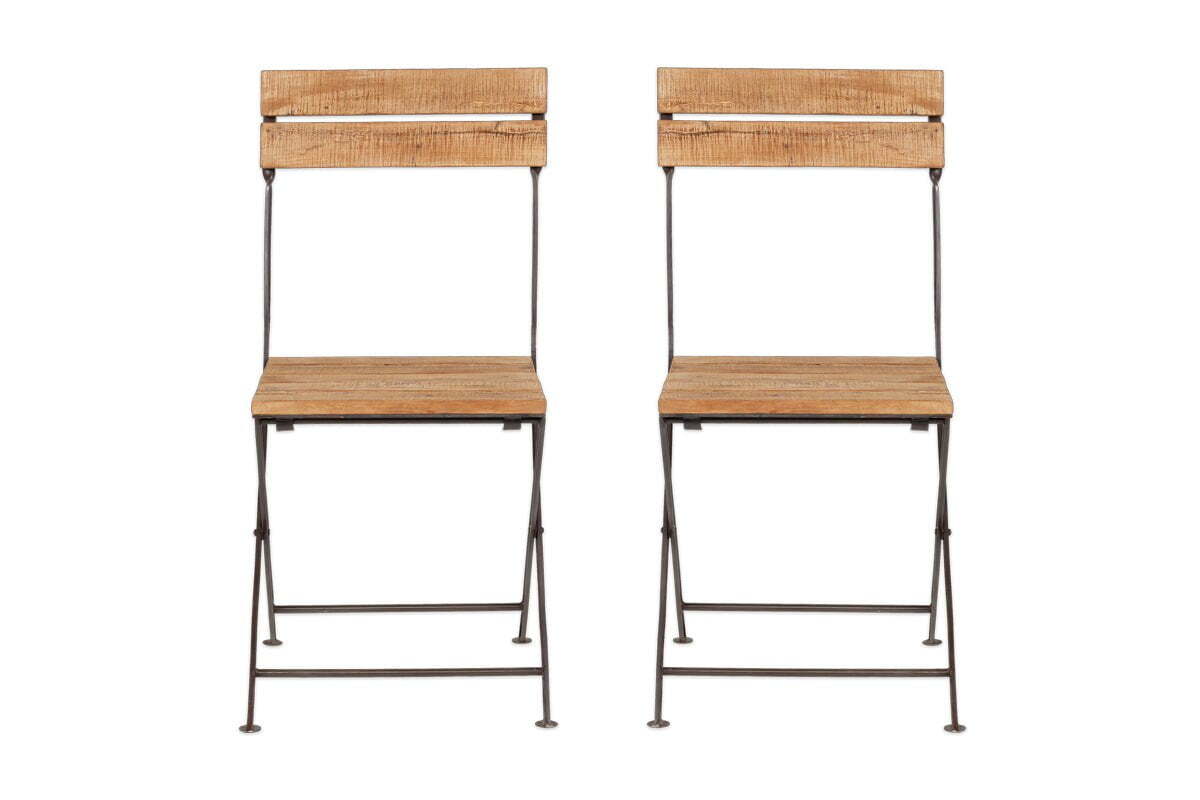 Rishikesh Reclaimed Wood & Iron Folding Chairs - (Set of 2)