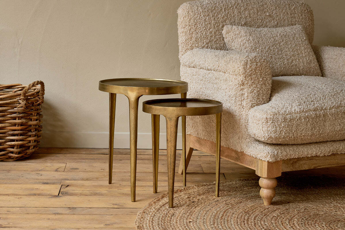 Rohia Cast Metal Side Table - Brass