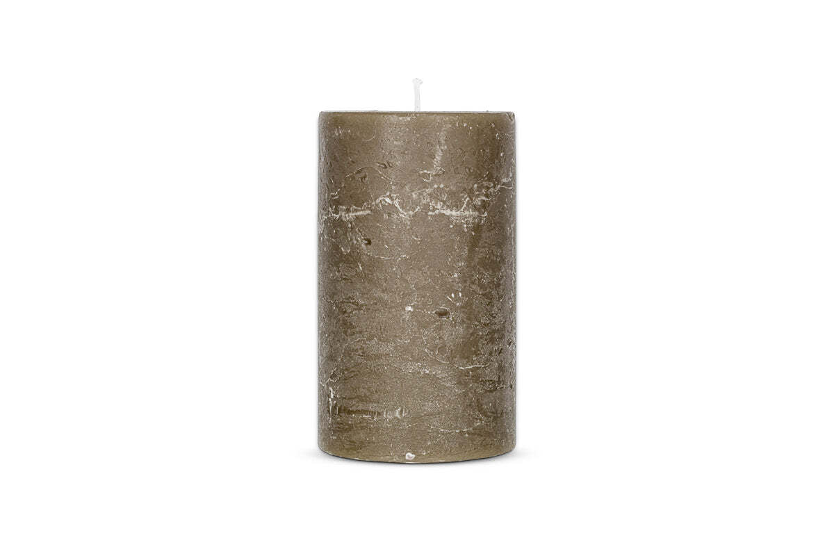 Rustic Soy Blend Pillar Candle - Olive Green - Large