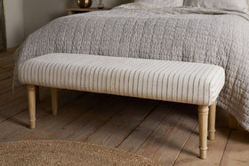 Sanja Stripe Upholstered Bench - Grey