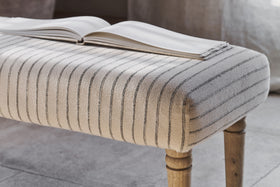 Sanja Stripe Upholstered Bench - Grey