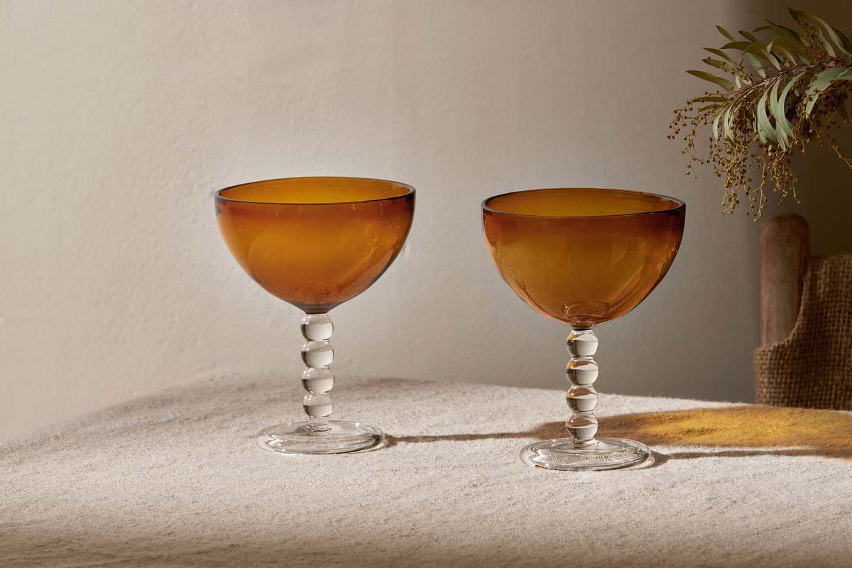 Thimma Champagne Coupe - Amber (Set of 2)