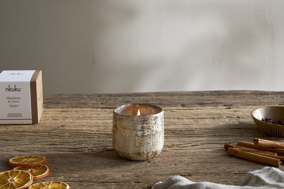 Mandarin & Clove 1 Wick Scented Candle - Antique Gold