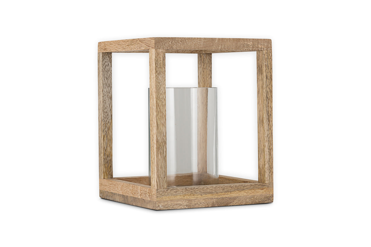 Sanora Mango Wood Lantern - Natural-Trade nkuku