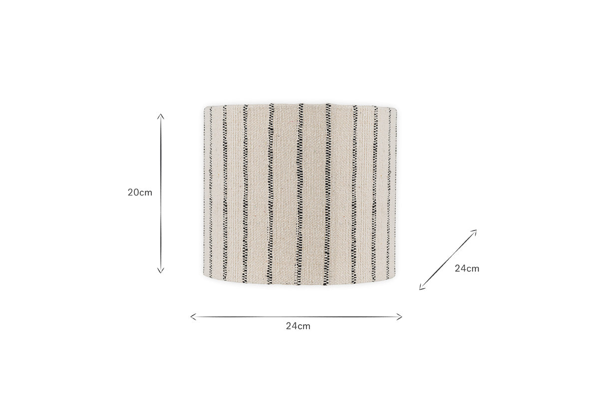 Sanja Cotton Stripe Lampshade - Off White & Grey-Trade nkuku