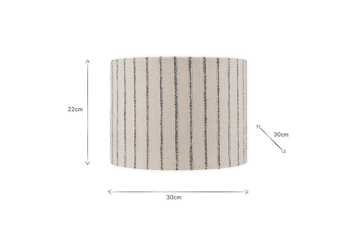 Sanja Cotton Stripe Lampshade - Off White & Grey-Trade nkuku