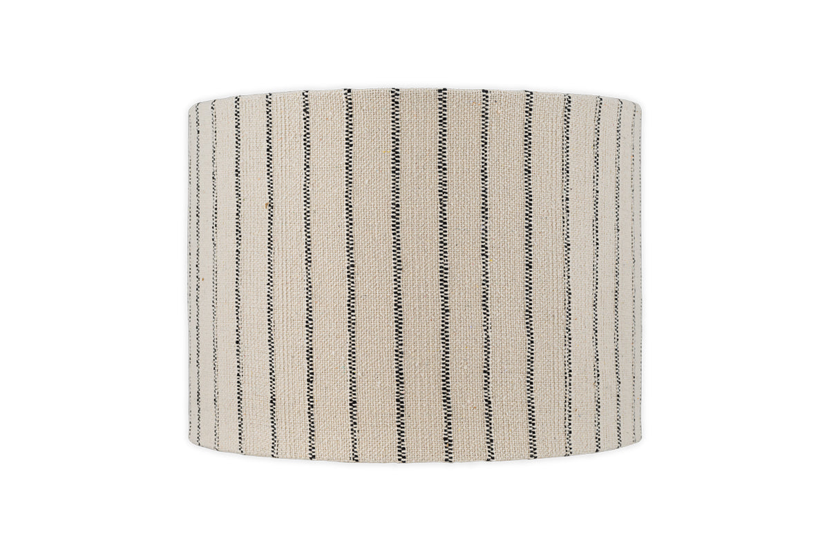 Sanja Cotton Stripe Lampshade - Off White & Grey-Trade nkuku