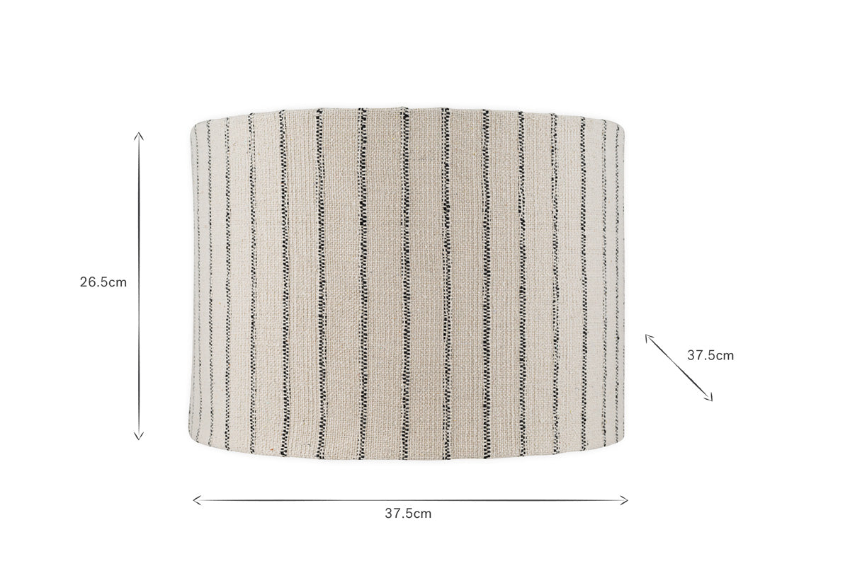 Sanja Cotton Stripe Lampshade - Off White & Grey-Trade nkuku