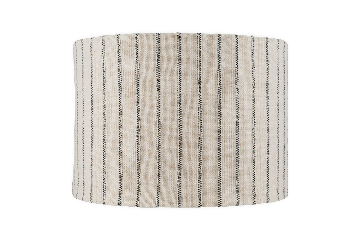 Sanja Cotton Stripe Lampshade - Off White & Grey-Trade nkuku