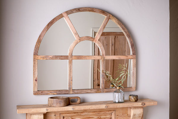 Sande Arched Mango Wood Mirror - Natural-Trade nkuku