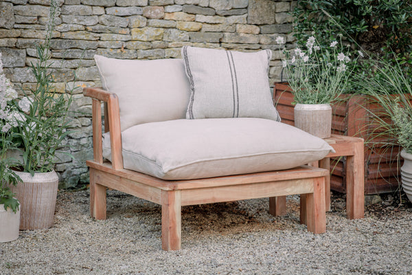 Sadhi Mango Wood Outdoor Love Seat - Natural-Trade nkuku