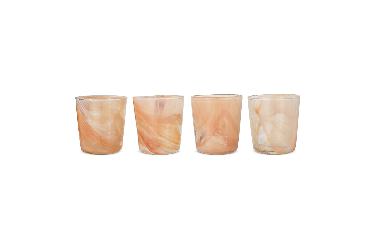 Shirali Marble Swirl Tumbler - Apricot (Set of 4)-Trade nkuku