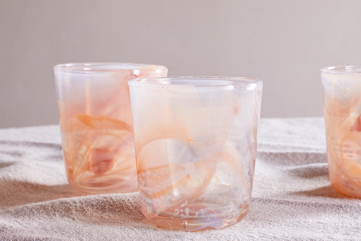 Shirali Marble Swirl Tumbler - Apricot (Set of 4)-Trade nkuku