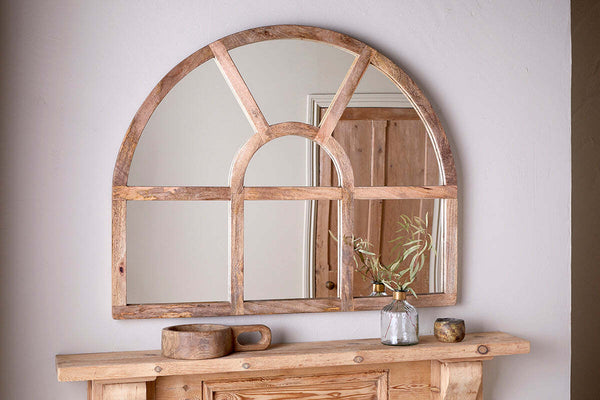 Sande Arched Mango Wood Mirror - Natural