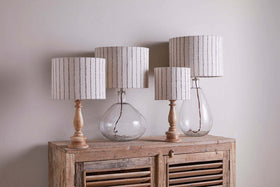 Sanja Cotton Stripe Lampshade - Off White & Grey