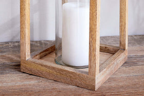 Sanora Mango Wood Lantern - Natural