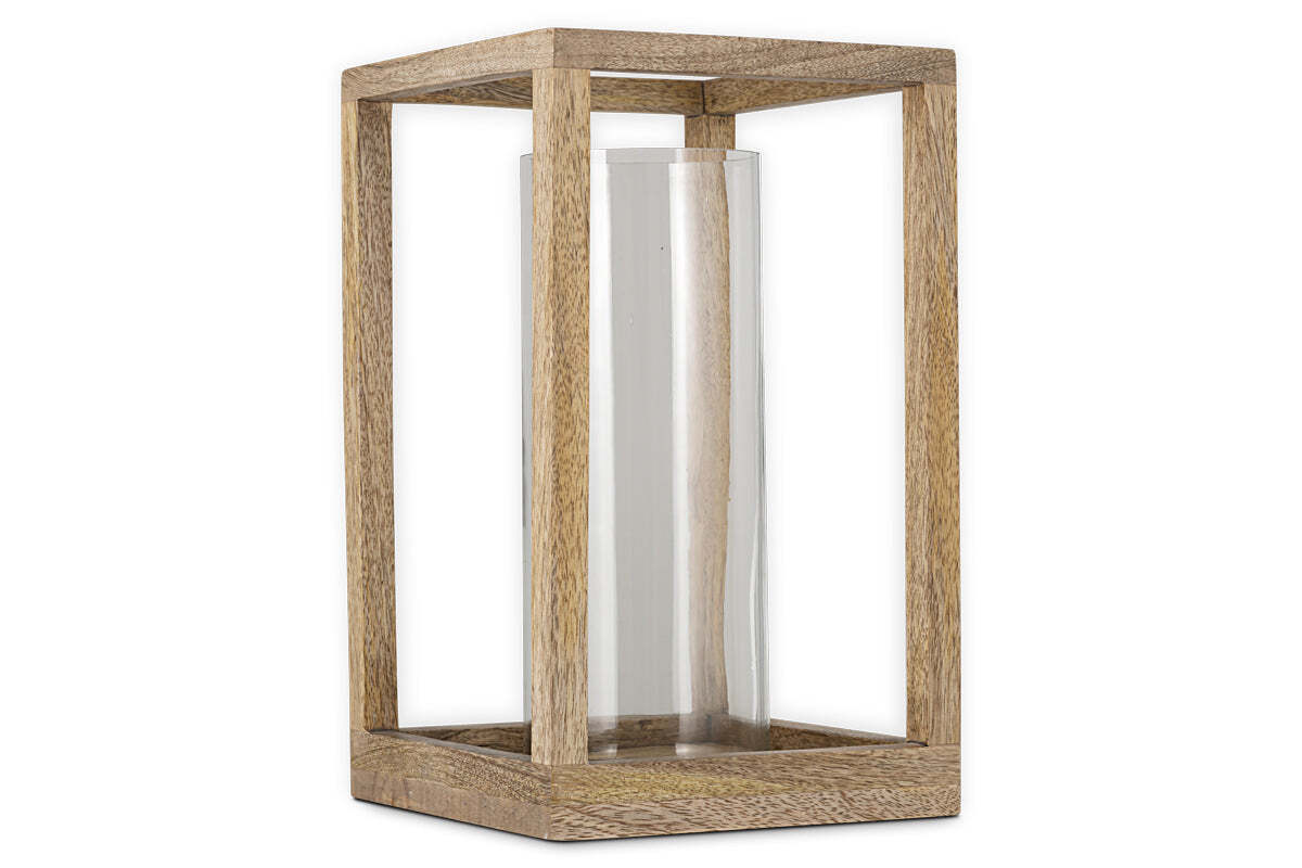 Sanora Mango Wood Lantern - Natural