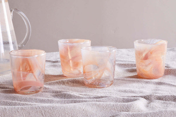 Shirali Marble Swirl Tumbler - Apricot (Set of 4)