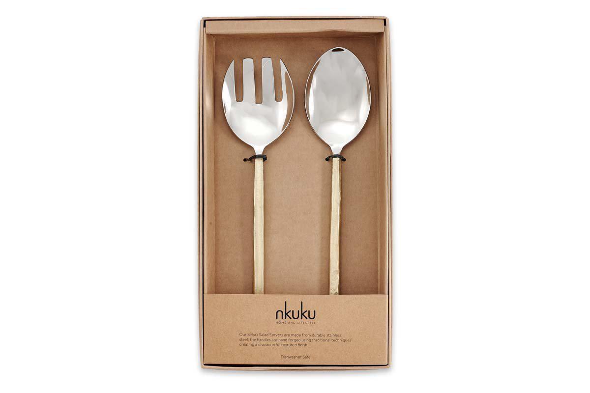 Sirkali Salad Server Set - Brushed Gold (Set of 2)