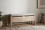 Teni Reclaimed Wood Storage Bench with Upholstered Linen Cushion - Natural