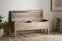 Teni Reclaimed Wood Storage Bench with Upholstered Linen Cushion - Natural