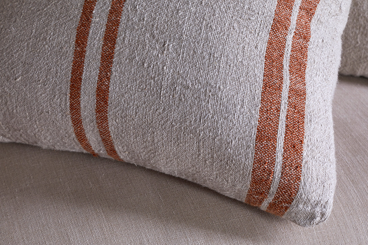 Tajana Linen Stripe Cushion Cover - Rust-Trade nkuku