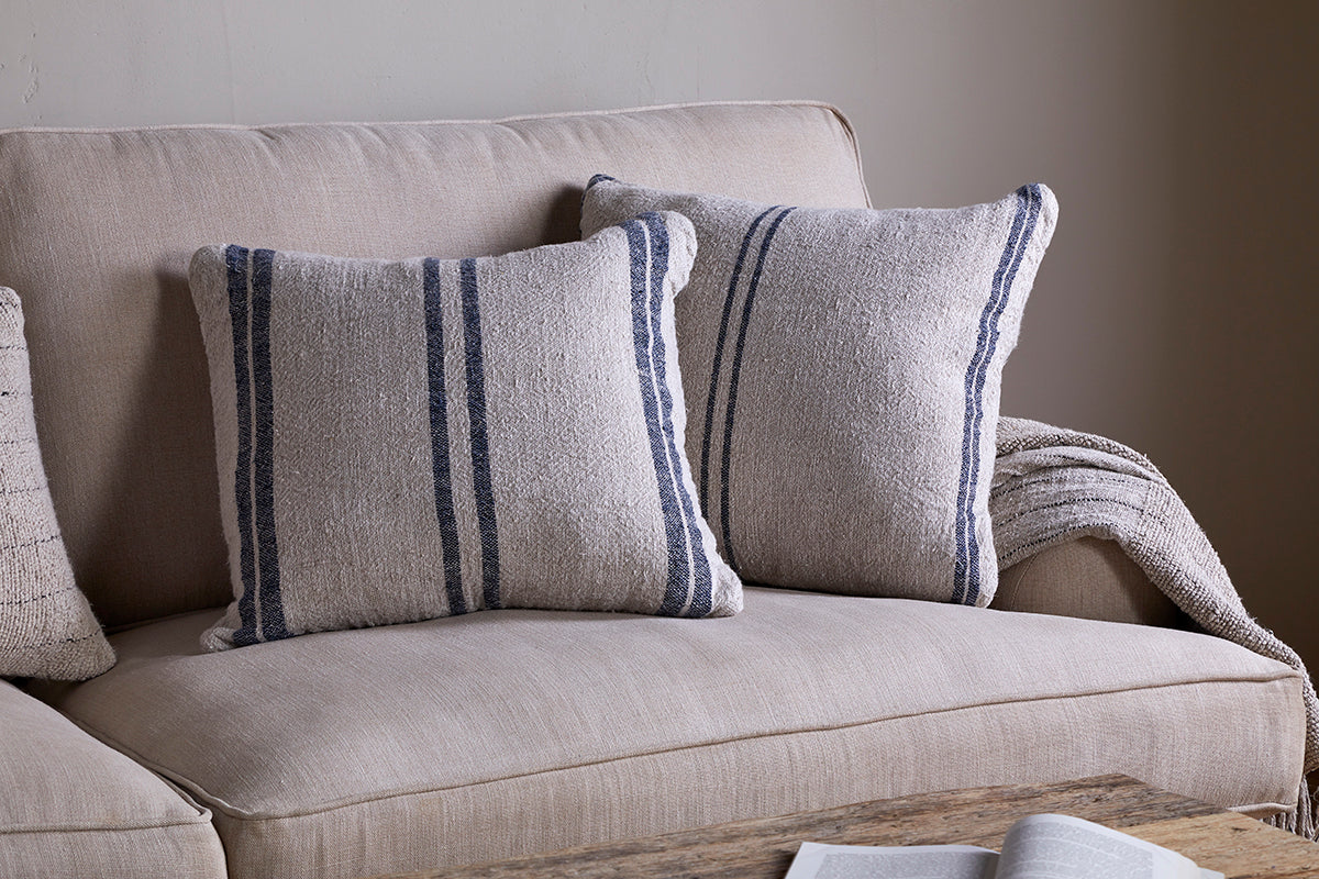 Tendali Linen Stripe Cushion Cover - Navy-Trade nkuku