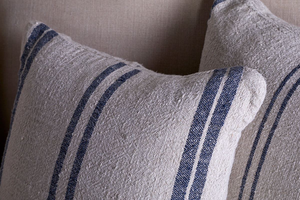 Tendali Linen Stripe Cushion Cover - Navy-Trade nkuku