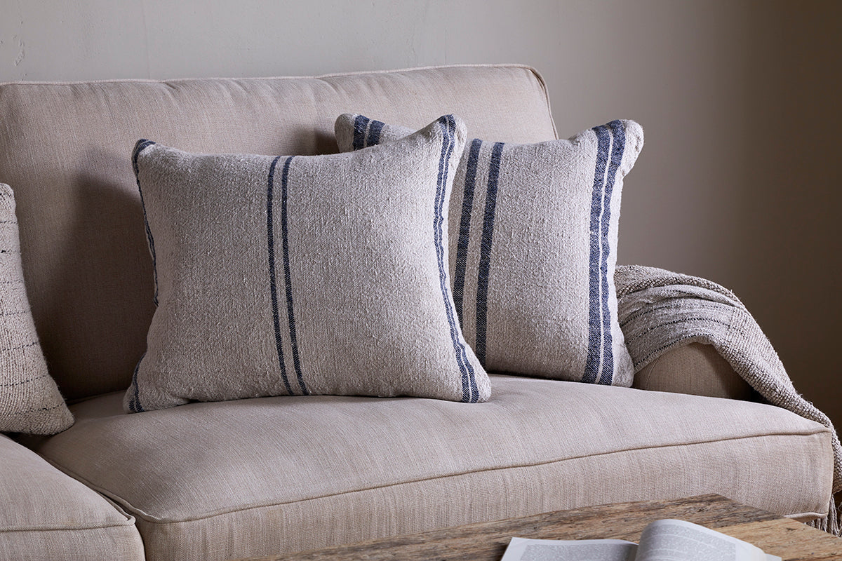 Tendali Linen Stripe Cushion Cover - Navy-Trade nkuku