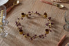 Tanu Mango Wood Beaded Candle Holder - Brass & Ruby