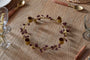 Tanu Mango Wood Beaded Candle Holder - Brass & Ruby