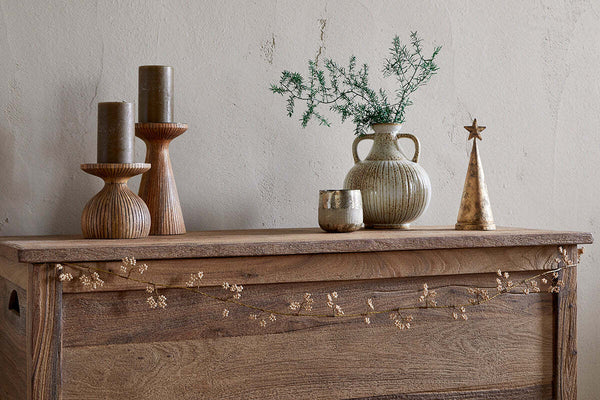 Tanu Mango Wood Beaded Garland - Brass & Natural